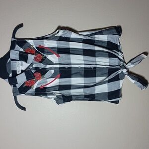 Idyllwind Sleeveless Snap Front & Tie Shirt with Embroidered Detail